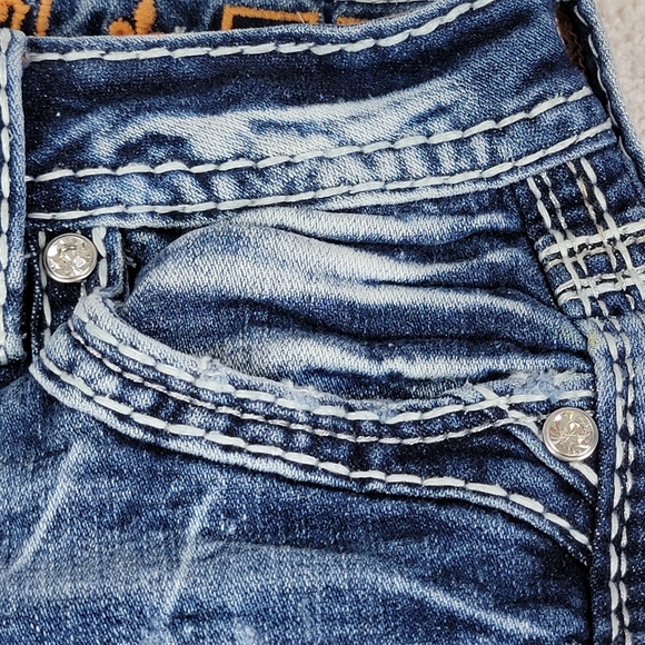 Rock Revival Peacoat Mid Rise Distressed Ankle Skinny Denim Blue Jeans Sz 26 - Picture 8 of 16